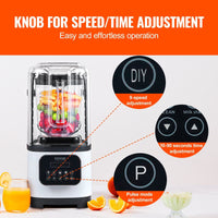 VEVOR Professional Blender with Shield, Commercial Countertop Blenders, 68 oz Glass Jar Blender Combo, Stainless Steel 9 Speed & 5 Functions Blender, for Shakes, Smoothies, Peree, and Crush Ice, White EasyOptionXY LLC