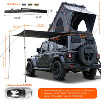 Explorer Plus Rooftop Tent Hardshell with Side Awning, Air Conditioner Outlet with Bracket, Luggage Racks&Replaceable Netting Rain Curtain, Truck Bed Tent for Camping, Pop Up SUV Roof Top Tent EasyOptionXY LLC