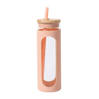 Glass Water Tumble Straw Silicone Bamboo Lids Iced Coffee Cup Bottle Reusable EasyOptionXY LLC