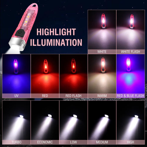 Small Mini Pocket LED Flashlight Torch Keychain Light Rechargeable Lamp BORUiT EasyOptionXY LLC