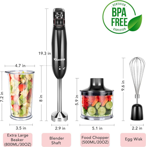 iCucina 4-in-1 Variable Speed Immersion Hand Blender EasyOptionXY LLC