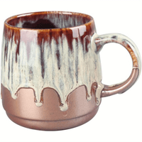 Large Ceramic Coffee Mug, 21 Oz, Gilt Beige Blue Tea Cup for Office and Home, Dishwasher and Microwave Safe EasyOptionXY LLC