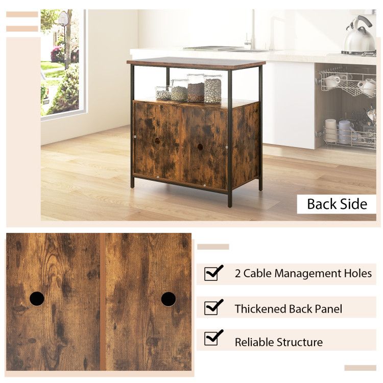 2-Door Buffet Cabinet with Shelves and Cable Management Holes EasyOptionXY LLC