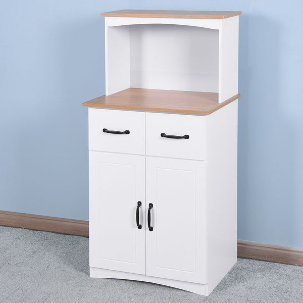 Wooden Kitchen Cabinet White Pantry Storage Microwave Cabinet with Storage Drawer EasyOptionXY LLC