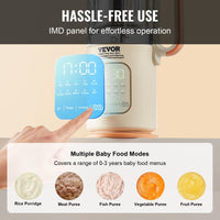 VEVOR Baby Food Maker, 500W Baby Food Processor with 300 ml Glass Bowl, SUS304 Stainless Steel 4-Blade Baby Food Puree Blender Steamer Grinder for Food, Fruit, Vegetable, Meat EasyOptionXY LLC