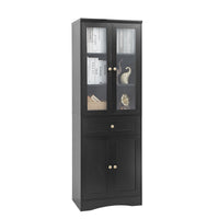 Tall Bathroom Storage Cabinet, Cabinet with Four Doors and Drawers, Adjustable Shelf, MDF Board EasyOptionXY LLC