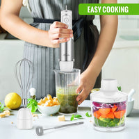 MOOKA FAMILY 5-in-1 Immersion Blender Set, 1100W 12-Speed Hand Stick Blender with 600ml Beaker, 500ml Food Processor, Egg Whisk, Milk Frother, White EasyOptionXY LLC