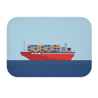 Cargo Ship with Containers in the Ocean Bath Mat EasyOptionXY LLC