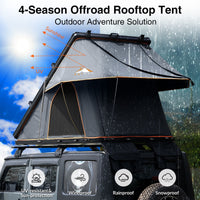 Roll over image to zoom in Adventurer Plus Rooftop Tent Hardshell with Side Awning, Air Conditioner Outlet with Bracket, &Replaceable Rain Flies, Truck Bed Tent for Camping, Pop Up Overland Roof Tents EasyOptionXY LLC