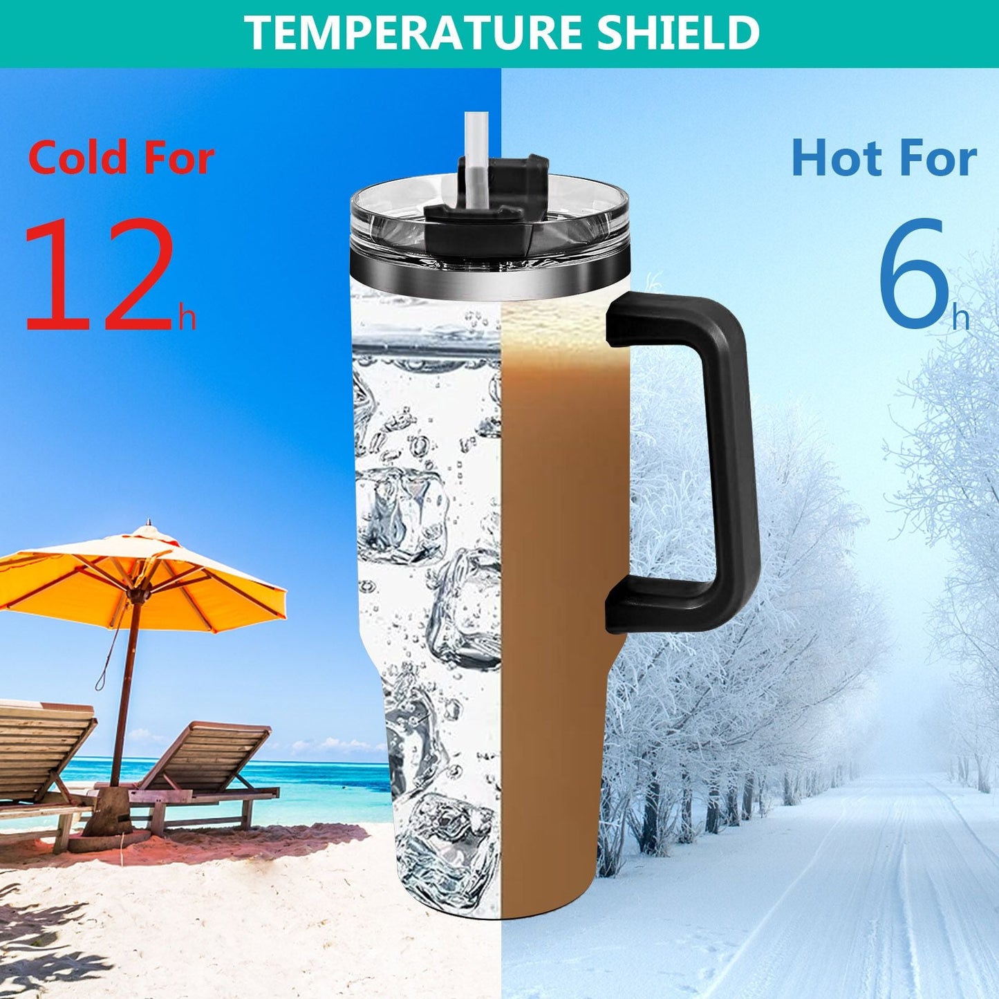 40oz 5D cowprint Insulated Tumbler With Handle And Straw Lid Portable Large Capacity water bottle, Heat preservation,304 Stainless Steel Cup For Outdoor Sports, Travel & Camping Birthday Gift EasyOptionXY LLC
