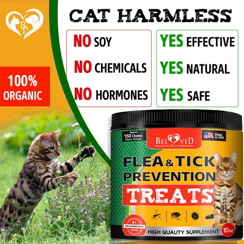 Flea and Tick Prevention Chewable Pills for Dogs and Cats Revolution Oral Flea Treatment for Pets Pest Control Natural Defense Chewables Small Tablets Chicken FLavor for Cats EasyOptionXY LLC