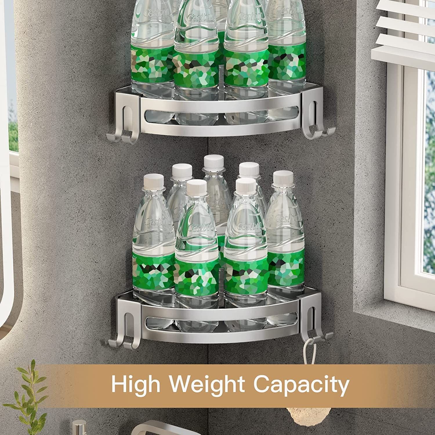 Shower Corner Shelf Caddy 2 Pack shower Organizer Corner No Drill Shower Storage Rust Proof Bathroom Corner Wall Shelf shampoo holder Silver EasyOptionXY LLC