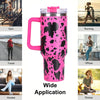 40oz 5D cowprint Insulated Tumbler With Handle And Straw Lid Portable Large Capacity water bottle, Heat preservation,304 Stainless Steel Cup For Outdoor Sports, Travel & Camping Birthday Gift EasyOptionXY LLC