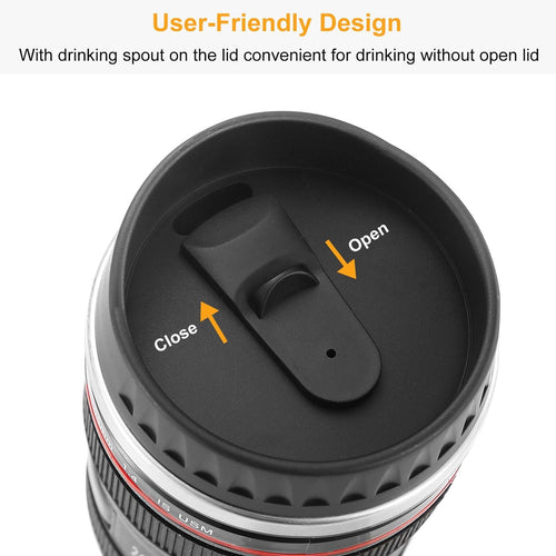 Camera Lens Coffee Mug Cup 13.6oz F ood-G rade Stainless Steel Travel Photography Insulated Mug for All Ages EasyOptionXY LLC