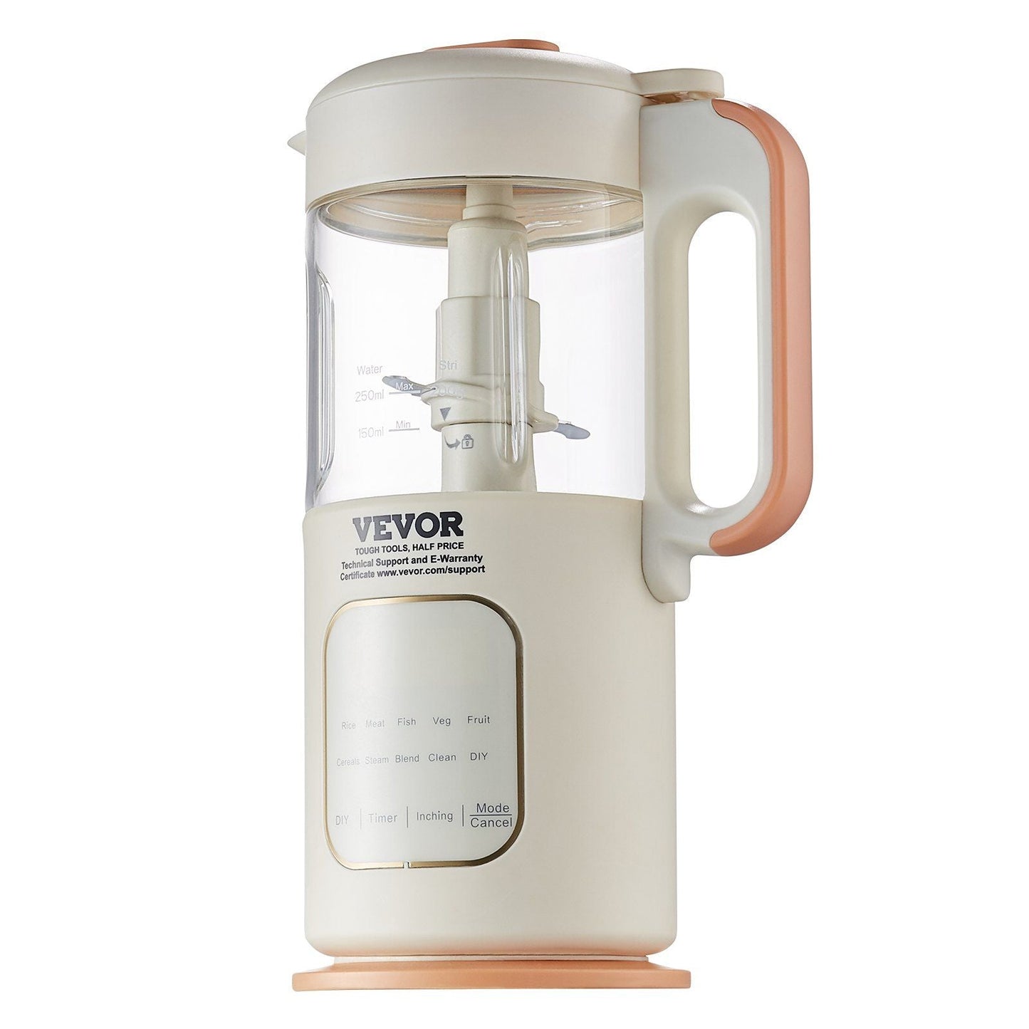 VEVOR Baby Food Maker, 500W Baby Food Processor with 300 ml Glass Bowl, SUS304 Stainless Steel 4-Blade Baby Food Puree Blender Steamer Grinder for Food, Fruit, Vegetable, Meat EasyOptionXY LLC