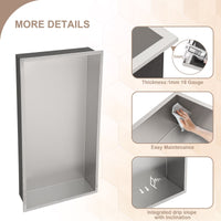 Brushed Stainless Steel Wall Shower  Niche , Double Recessed Shower Shelf for Bathroom EasyOptionXY LLC