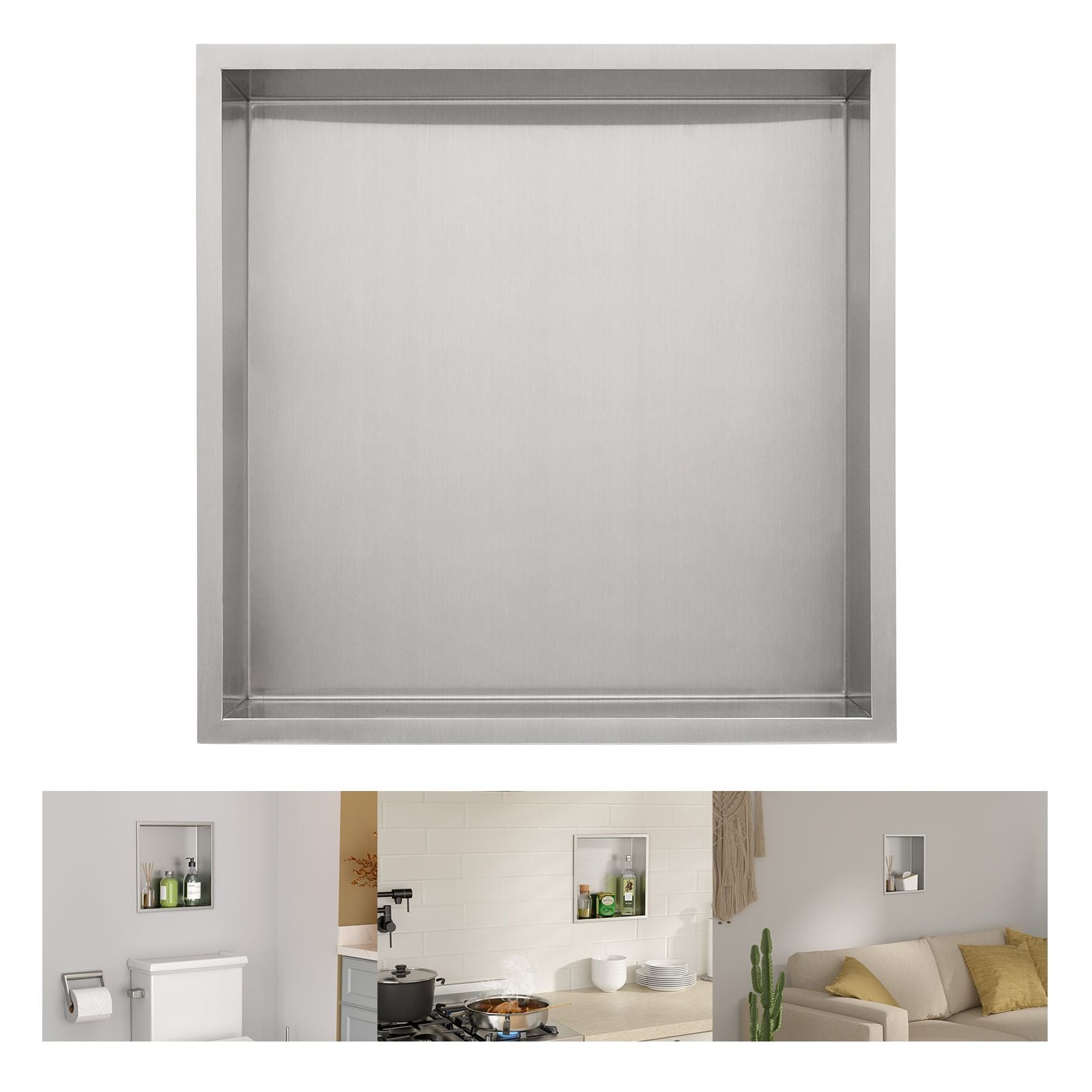 Brushed Stainless Steel Wall Shower  Niche , Double Recessed Shower Shelf for Bathroom EasyOptionXY LLC