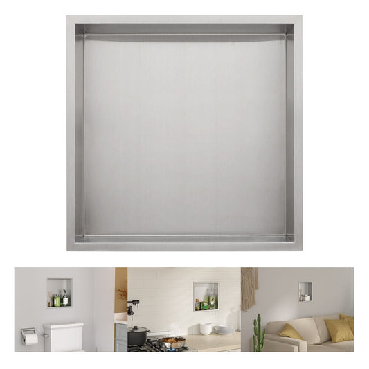 Brushed Stainless Steel Wall Shower  Niche , Double Recessed Shower Shelf for Bathroom EasyOptionXY LLC