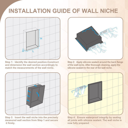 Brushed Stainless Steel Wall Shower  Niche , Double Recessed Shower Shelf for Bathroom EasyOptionXY LLC