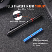 VEVOR 5.9 Inch Rechargeable Penlight 300 lumens 3 Lighting Modes Pocket Penlight EasyOptionXY LLC