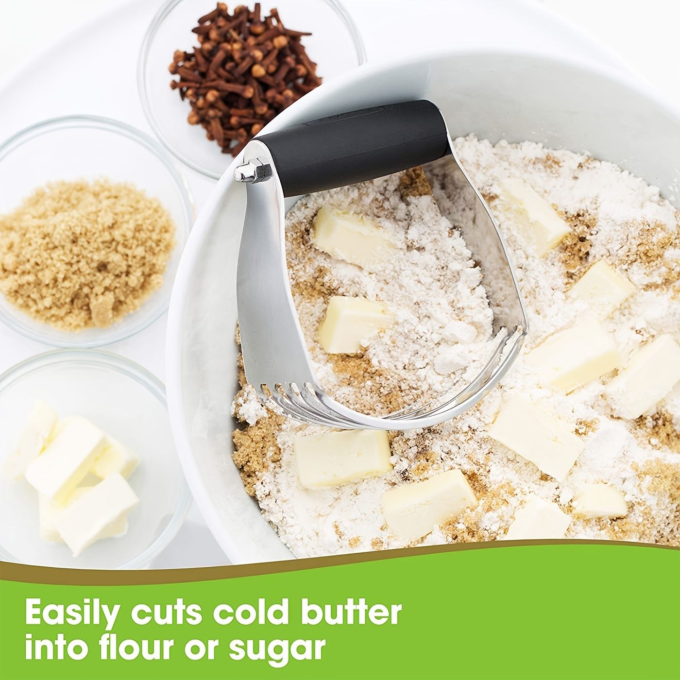 1pc Dough Blender Top Professional Pastry Cutter With Heavy Duty Stainless Steel Blades Medium Size 0.50lb EasyOptionXY LLC