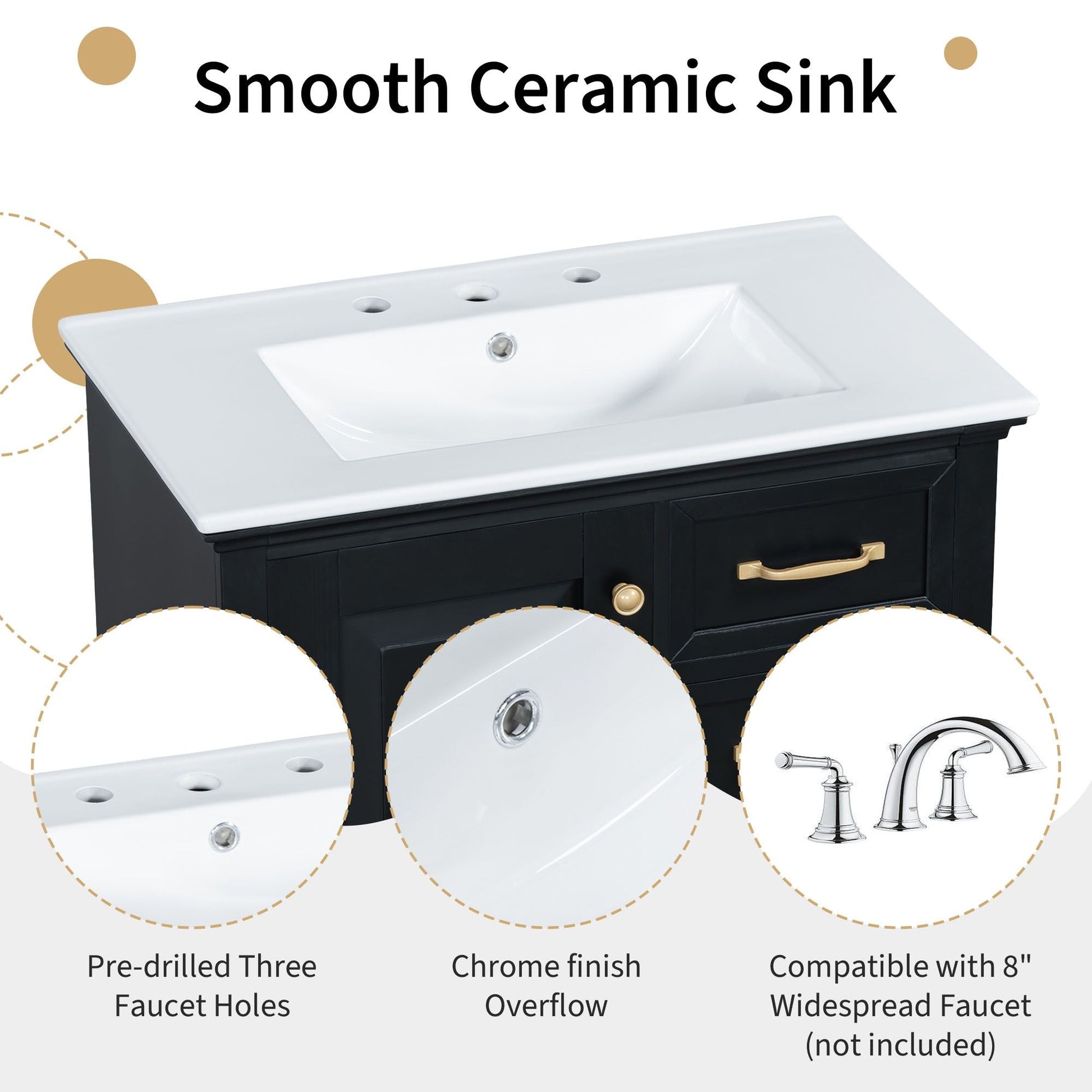 30" Bathroom Vanity with Sink, One Package, Bathroom Cabinet with Drawers, Solid Frame and MDF Board EasyOptionXY LLC