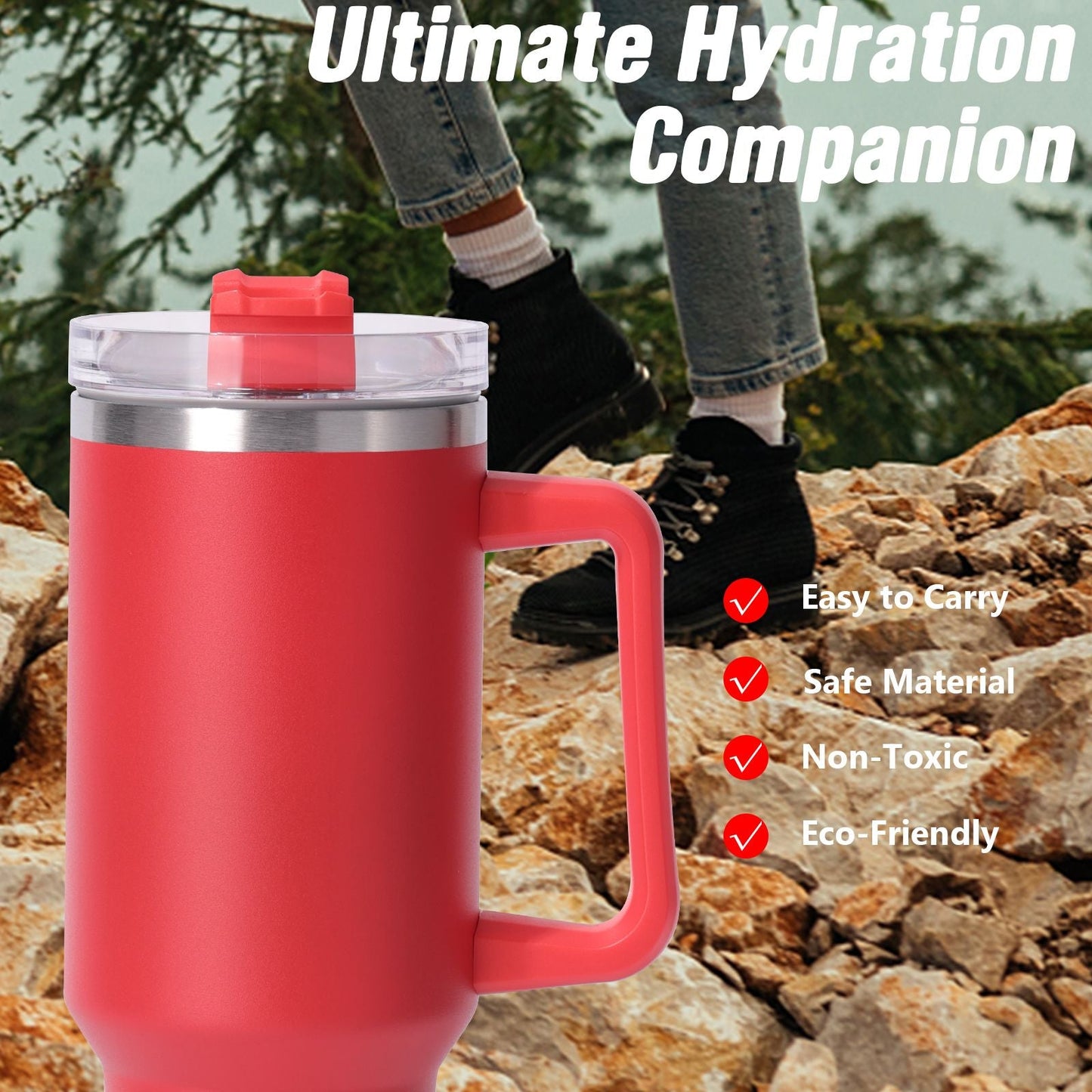 40oz large capacity tumbler, With Handle And Straw Lid, Insulated Reusable Stainless Steel Water Bottles Travel Mug Coffee Cup car cup water cup For Men Women Outdoor Camping Driving,  gift EasyOptionXY LLC