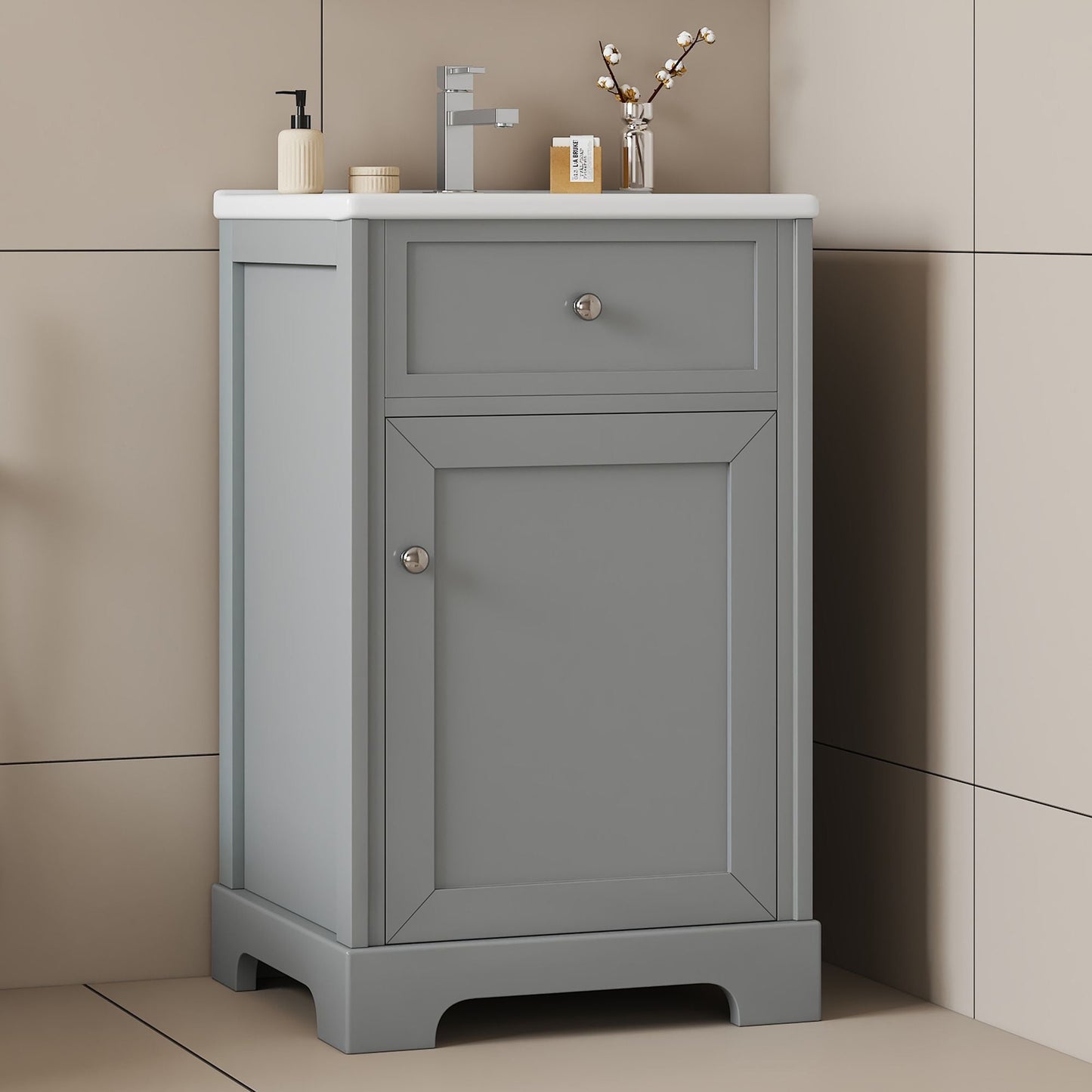 20\" Bathroom Vanity with Sink, Bathroom Cabinet with Soft Closing Door, Storage Rack and Adjustable Shelves EasyOptionXY LLC