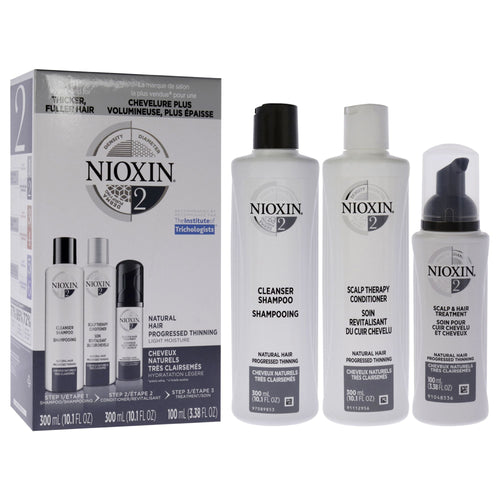 System 2 Kit by Nioxin for Unisex - 3 Pc 10.1oz Cleanser Shampoo, 10.1 oz Scalp Therapy Conditioner, 3.38oz Scalp and Hair Treatment EasyOptionXY LLC