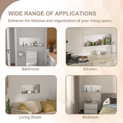 Brushed Stainless Steel Wall Shower  Niche , Double Recessed Shower Shelf for Bathroom EasyOptionXY LLC