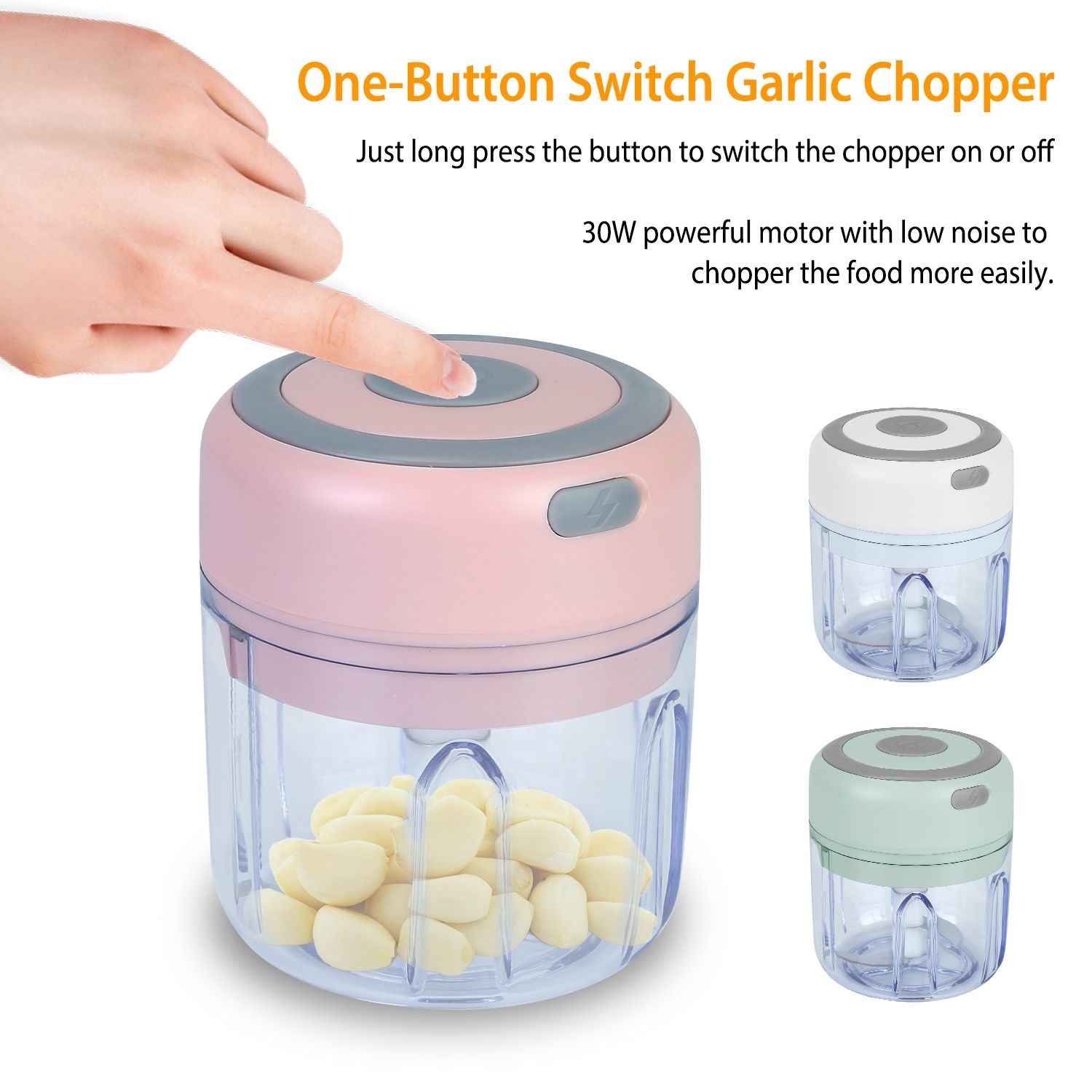 Mini Electric Garlic Chopper 8.45OZ Cordless Garlic Mincer Food Chopper EasyOptionXY LLC