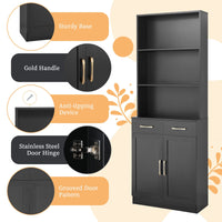 Bathroom Storage Cabinet, Cabinet with Two Doors and Drawers, Adjustable Shelf, Three-layer Open Shelf, MDF Board EasyOptionXY LLC
