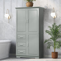 Tall and Wide Storage Cabinet with Doors for Bathroom/Office, Three Drawers EasyOptionXY LLC