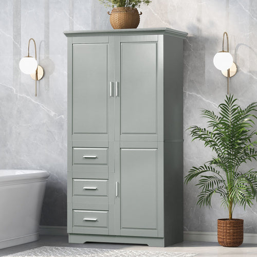Tall and Wide Storage Cabinet with Doors for Bathroom/Office, Three Drawers EasyOptionXY LLC