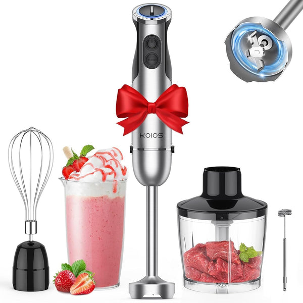 KOIOS Immersion Hand Blender, 5-in-1 Hand Blender with Entire Stainless Steel Blender Shaft, Full Copper Motor, Built in 12 Speed Turbo Stick Blender, Handheld blender for Baby food, Smoothies, Soups EasyOptionXY LLC