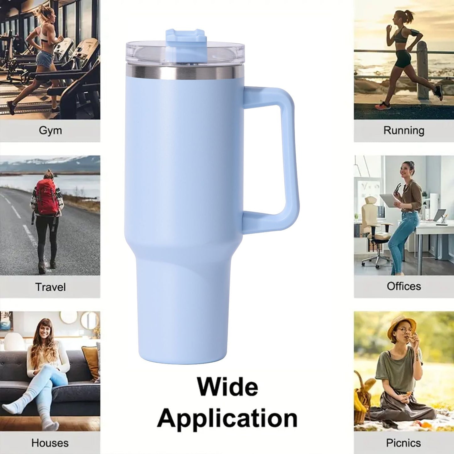 40oz large capacity tumbler, With Handle And Straw Lid, Insulated Reusable Stainless Steel Water Bottles Travel Mug Coffee Cup car cup water cup For Men Women Outdoor Camping Driving,  gift EasyOptionXY LLC