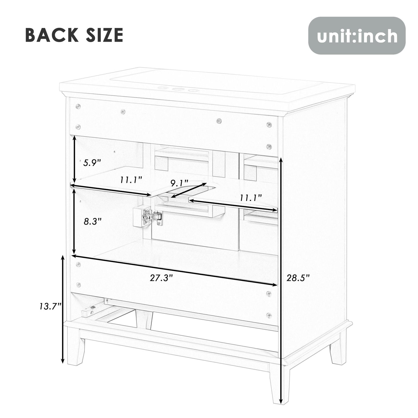 30\" Bathroom Vanity with Sink Combo, Multi-functional Bathroom Cabinet with Doors and Drawer, Solid Frame and MDF Board EasyOptionXY LLC