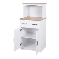 Wooden Kitchen Cabinet White Pantry Storage Microwave Cabinet with Storage Drawer EasyOptionXY LLC