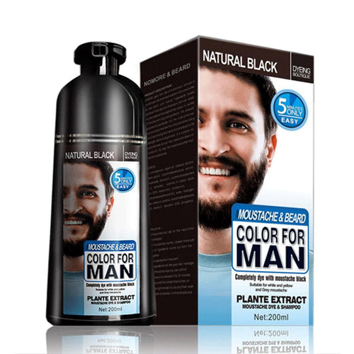 Beard Hair Color Shampoo For Men,Natural Permanent Beard DyeShampoo, Colors Hair In Minutes Long Lasting, 200ml, Black Hair DyeHaircare EasyOptionXY LLC