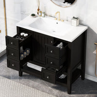 36\" Bathroom Vanity with Sink Combo, One Cabinet and Three Drawers, Solid Wood and MDF Board EasyOptionXY LLC