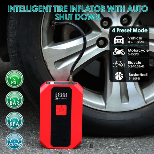 Portable Car Jump Starter Air Compressor 1500A 400PSI Car Battery Charger Jump Starter Power Bank LED Flashlight Digital Tire Inflator for 4.0L Gasoline Or 2.0L Diesel Engine EasyOptionXY LLC