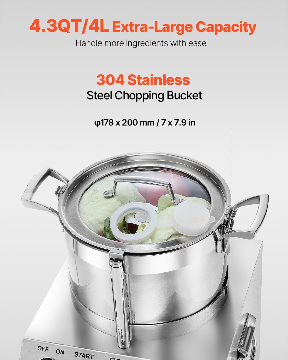 Food Processor Vegetable Chopper 4.3 Quart F ood-G rade Stainless Steel Blender EasyOptionXY LLC