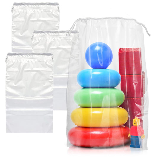 Clear Drawstring Bag, 5 x 8 Inches. Pack of 100 Clear Plastic Drawstring Bags. 2 Mil Drawstring Clear Plastic Bags. Waterproof Clear Plastic Bags Drawstring for Cosmetics, Toiletries EasyOptionXY LLC