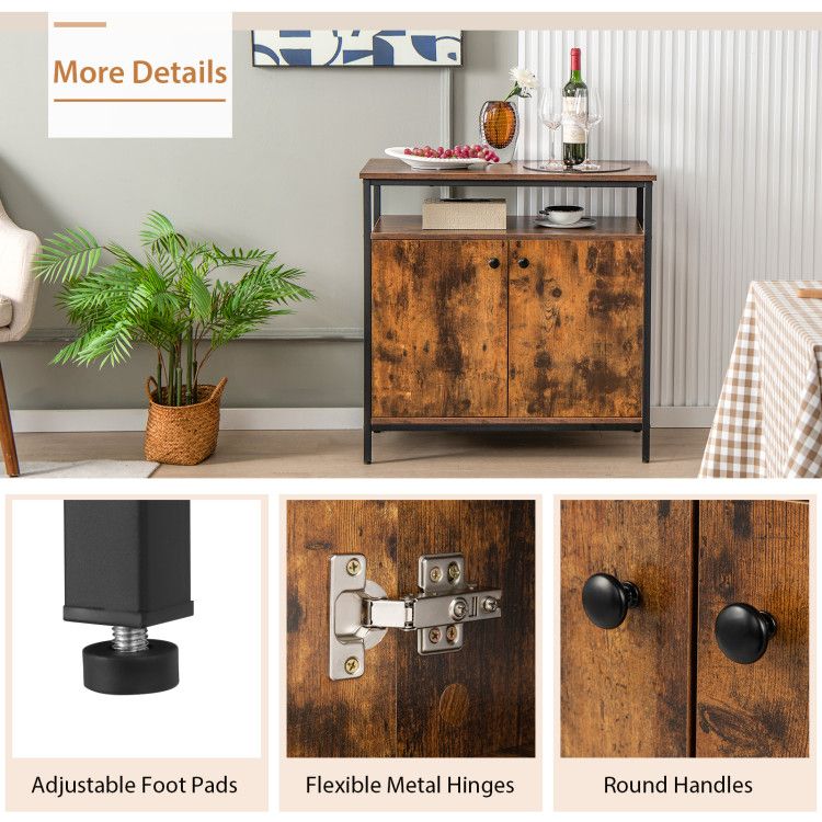 2-Door Buffet Cabinet with Shelves and Cable Management Holes EasyOptionXY LLC