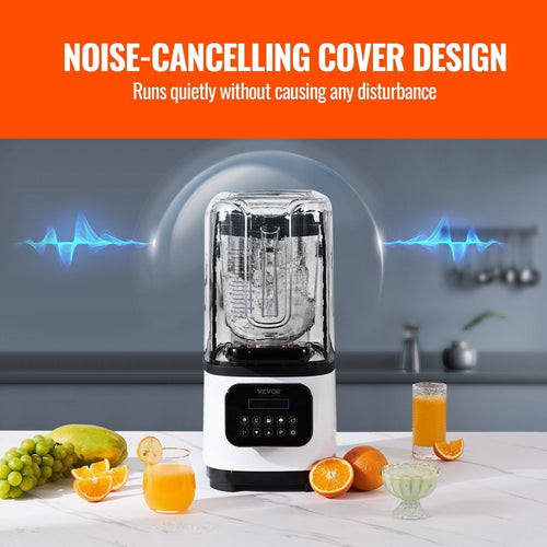 VEVOR Professional Blender with Shield, Commercial Countertop Blenders, 68 oz Glass Jar Blender Combo, Stainless Steel 9 Speed & 5 Functions Blender, for Shakes, Smoothies, Peree, and Crush Ice, White EasyOptionXY LLC