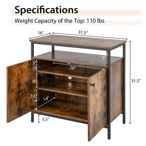2-Door Buffet Cabinet with Shelves and Cable Management Holes EasyOptionXY LLC