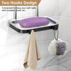 Soap Dish Soap Bar Holder Square Soap Rack Wall Mounted S Bar Shower Bathroom Self with 2 Hooks EasyOptionXY LLC