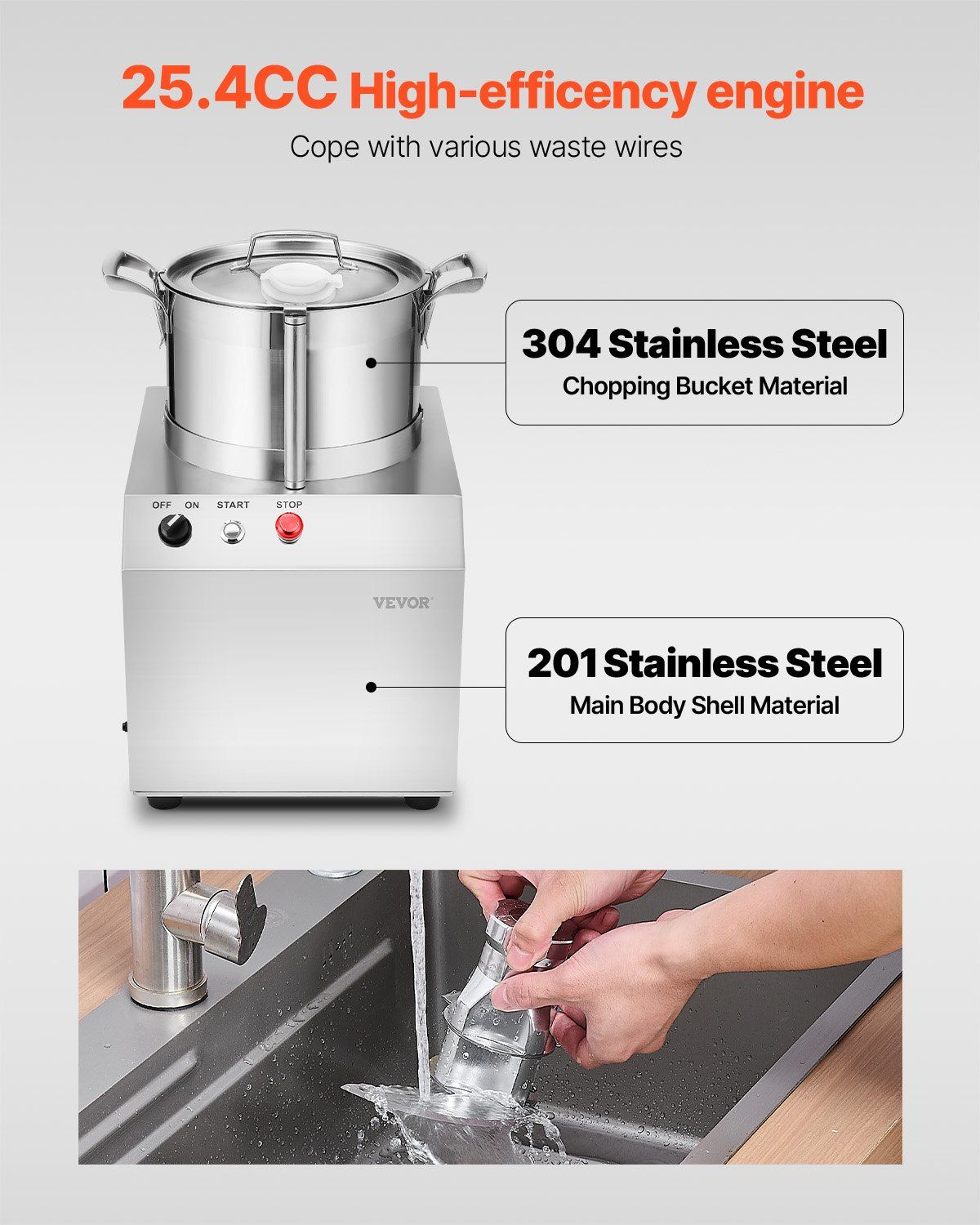 Food Processor Vegetable Chopper 4.3 Quart F ood-G rade Stainless Steel Blender EasyOptionXY LLC