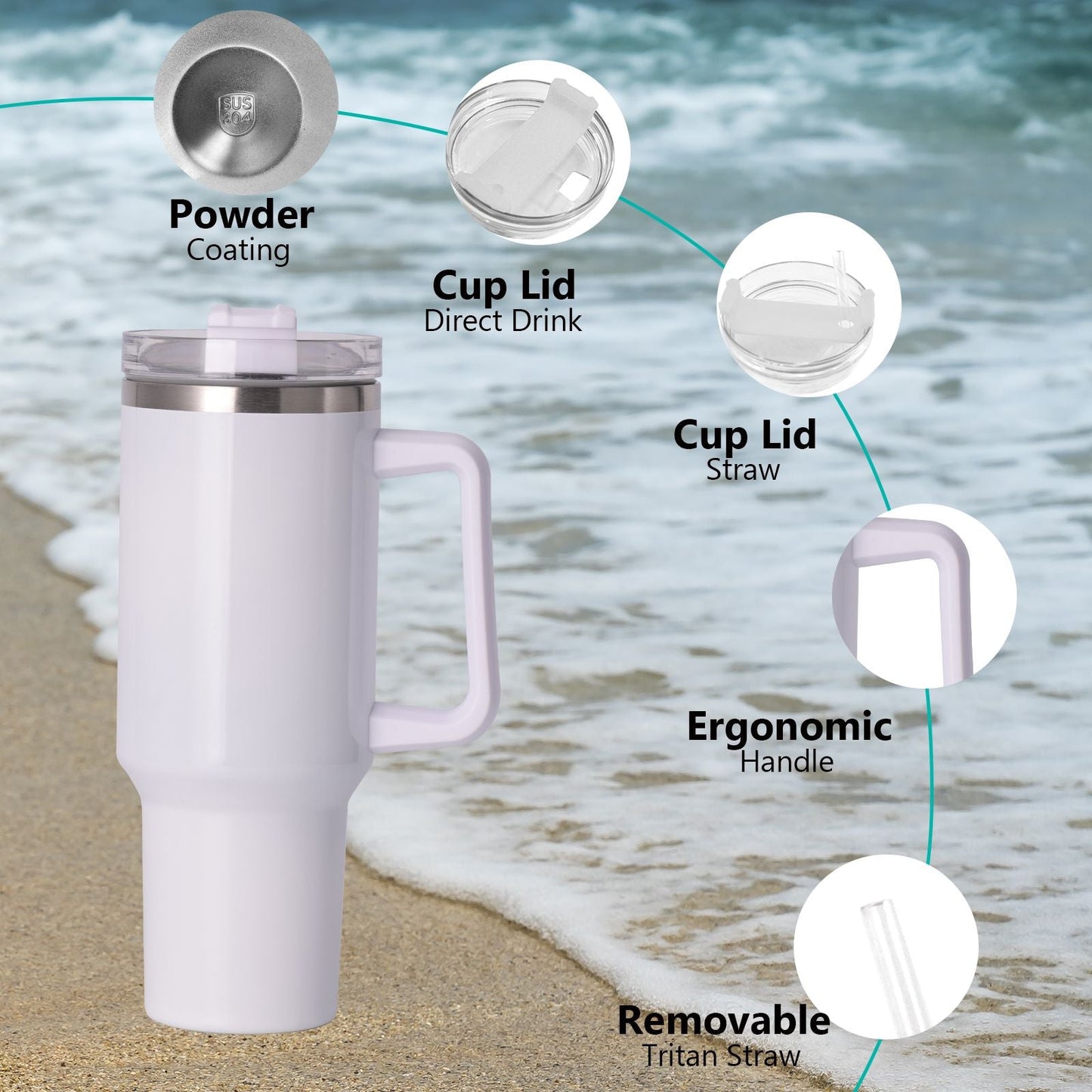 40oz large capacity tumbler With Handle And Straw Lid, Insulated Reusable Stainless Steel Water Bottles Travel Mug Coffee Cup car cup water cup For Men Women Outdoor Camping Driving, gift EasyOptionXY LLC