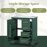 30" Bathroom Vanity with Sink, One Package, Bathroom Cabinet with Drawers, Solid Frame and MDF Board EasyOptionXY LLC